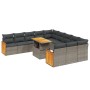 Set de sofás de jardín 11 pzas y cojines ratán sintético gris de vidaXL, Conjuntos de jardín - Ref: Foro24-3274147, Precio: 6...