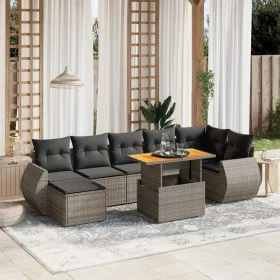 Set de sofás de jardín 8 pzas y cojines ratán sintético gris de vidaXL, Conjuntos de jardín - Ref: Foro24-3275825, Precio: 53...