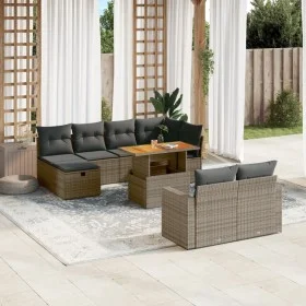 Set de sofás de jardín 11 pzas y cojines ratán sintético gris de vidaXL, Conjuntos de jardín - Ref: Foro24-3276516, Precio: 6...