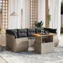 Set de sofás de jardín 7 piezas con cojines ratán PE gris de vidaXL, Conjuntos de jardín - Ref: Foro24-3272096, Precio: 480,9...
