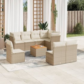 Set de sofás de jardín 9 pzas con cojines ratán sintético beige en Conjuntos de jardín | Comprar online en Foru.es
