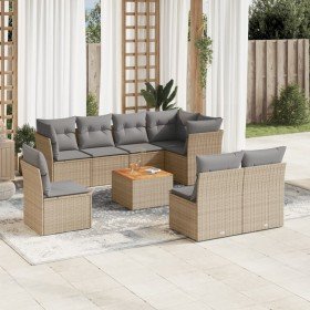 Set de sofás de jardín 9 pzas con cojines ratán sintético beige en Conjuntos de jardín | Comprar online en Foru.es