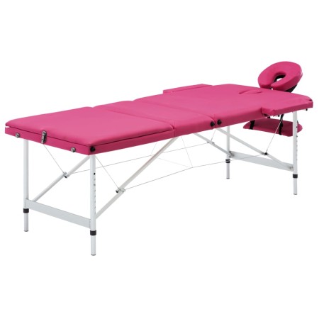 Camilla de masaje plegable 3 zonas aluminio rosa de vidaXL, Mesas de masaje - Ref: Foro24-110197, Precio: 198,28 €, Descuento: %