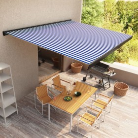 Toldo de carrete motorizado azul y blanco 450x300 cm de vidaXL, Toldos - Ref: Foro24-3052692, Precio: 710,32 €, Descuento: %