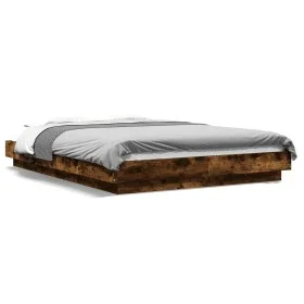 Estructura cama con luces LED madera roble ahumado 120x200 cm de vidaXL, Camas y somieres - Ref: Foro24-3281109, Precio: 168,...