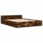 Smoked oak engineered wood bed with drawers 140x190 cm by vidaXL, Beds and slatted bases - Ref: Foro24-3280766, Price: 170,82...