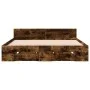 Smoked oak engineered wood bed with drawers 140x190 cm by vidaXL, Beds and slatted bases - Ref: Foro24-3280766, Price: 170,82...