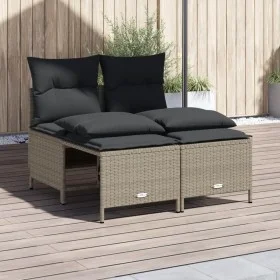 Set de sofás de jardín 4 pzas y cojines ratán sintético gris de vidaXL, Conjuntos de jardín - Ref: Foro24-368376, Precio: 190...