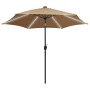 Sombrilla con luces LED y palo de aluminio gris taupe 300 cm de vidaXL, Sombrillas - Ref: Foro24-47363, Precio: 124,01 €, Des...