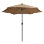 Sombrilla con luces LED y palo de aluminio gris taupe 300 cm de vidaXL, Sombrillas - Ref: Foro24-47363, Precio: 124,01 €, Des...