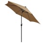 Sombrilla con luces LED y palo de aluminio gris taupe 300 cm de vidaXL, Sombrillas - Ref: Foro24-47363, Precio: 124,01 €, Des...