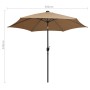 Sombrilla con luces LED y palo de aluminio gris taupe 300 cm de vidaXL, Sombrillas - Ref: Foro24-47363, Precio: 124,01 €, Des...