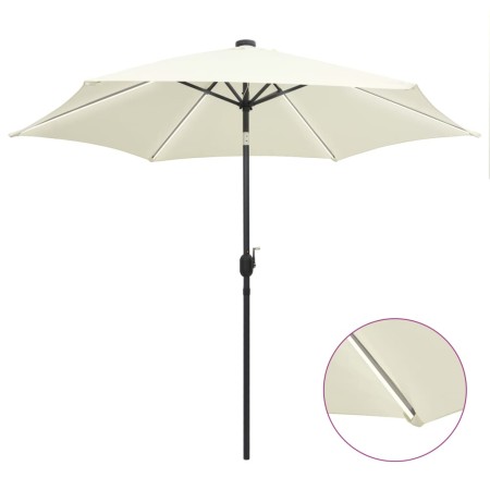 Sombrilla con luces LED y palo de aluminio blanco arena 300 cm de vidaXL, Sombrillas - Ref: Foro24-47361, Precio: 120,00 €, D...