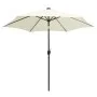 Sombrilla con luces LED y palo de aluminio blanco arena 300 cm de vidaXL, Sombrillas - Ref: Foro24-47361, Precio: 117,56 €, D...