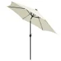 Sombrilla con luces LED y palo de aluminio blanco arena 300 cm de vidaXL, Sombrillas - Ref: Foro24-47361, Precio: 117,56 €, D...