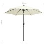 Sombrilla con luces LED y palo de aluminio blanco arena 300 cm de vidaXL, Sombrillas - Ref: Foro24-47361, Precio: 120,00 €, D...