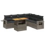 Set de sofás de jardín 7 piezas con cojines ratán PE gris de vidaXL, Conjuntos de jardín - Ref: Foro24-3271774, Precio: 467,0...