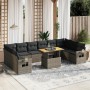 Set de sofás de jardín 11 pzas y cojines ratán sintético gris de vidaXL, Conjuntos de jardín - Ref: Foro24-3271928, Precio: 6...