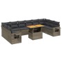 Set de sofás de jardín 11 pzas y cojines ratán sintético gris de vidaXL, Conjuntos de jardín - Ref: Foro24-3271928, Precio: 6...