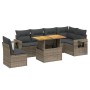 Set de sofás de jardín 7 piezas con cojines ratán PE gris de vidaXL, Conjuntos de jardín - Ref: Foro24-3271781, Precio: 467,0...