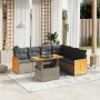 Set de sofás de jardín 7 piezas con cojines ratán PE gris de vidaXL, Conjuntos de jardín - Ref: Foro24-3273979, Precio: 460,7...