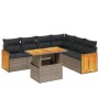 Set de sofás de jardín 7 piezas con cojines ratán PE gris de vidaXL, Conjuntos de jardín - Ref: Foro24-3273979, Precio: 460,7...