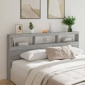 Bed headboard with LED light Sonoma gray 200x17x102 cm by vidaXL, Headboards and footboards - Ref: Foro24-839222, Price: 109,...