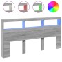 Cabecero de cama con luz LED gris Sonoma 200x17x102 cm de vidaXL, Cabeceros y pies de cama - Ref: Foro24-839222, Precio: 110,...