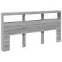 Bed headboard with LED light Sonoma gray 200x17x102 cm by vidaXL, Headboards and footboards - Ref: Foro24-839222, Price: 109,...