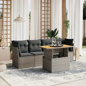 Juego de sofás jardín con cojines 5 pzas ratán sintético gris by vidaXL, Garden sets - Ref: Foro24-3270668, Price: 322,59 €, ...