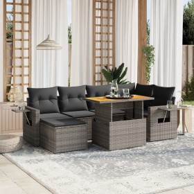Set de sofás de jardín 7 piezas con cojines ratán PE gris de vidaXL, Conjuntos de jardín - Ref: Foro24-3275706, Precio: 462,5...