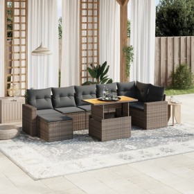 Set de sofás de jardín 8 pzas y cojines ratán sintético gris de vidaXL, Conjuntos de jardín - Ref: Foro24-3275601, Precio: 50...