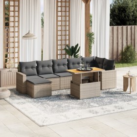Set de sofás de jardín 8 pzas y cojines ratán sintético gris de vidaXL, Conjuntos de jardín - Ref: Foro24-3271424, Precio: 49...