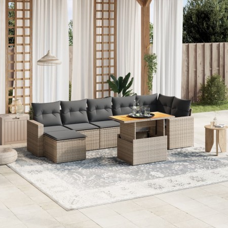 Set de sofás de jardín 8 pzas y cojines ratán sintético gris de vidaXL, Conjuntos de jardín - Ref: Foro24-3271424, Precio: 49...