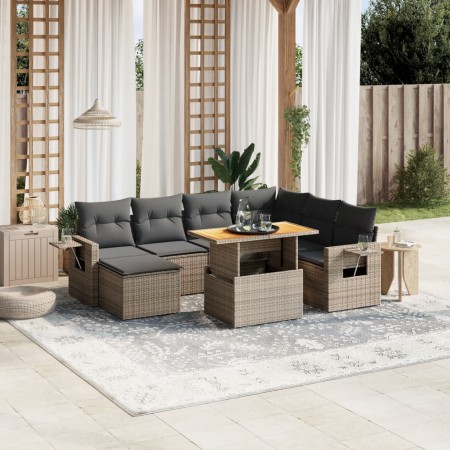 Set de sofás de jardín 8 pzas y cojines ratán sintético gris de vidaXL, Conjuntos de jardín - Ref: Foro24-3271872, Precio: 50...