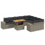 Set de sofás de jardín 10 pzas con cojines ratán sintético gris de vidaXL, Conjuntos de jardín - Ref: Foro24-3272796, Precio:...