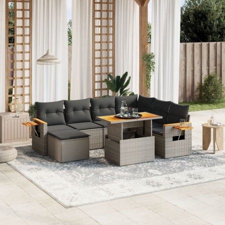 Set de sofás de jardín 8 pzas y cojines ratán sintético gris de vidaXL, Conjuntos de jardín - Ref: Foro24-3273636, Precio: 50...