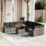 Set de sofás de jardín 11 pzas y cojines ratán sintético gris de vidaXL, Conjuntos de jardín - Ref: Foro24-3271949, Precio: 6...