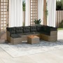 Set de muebles de jardín 9 pzas y cojines ratán sintético gris en Conjuntos de jardín | Comprar online en Foru.es