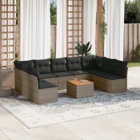 Set de sofás de jardín 10 pzas con cojines ratán sintético gris en Conjuntos de jardín | Comprar online en Foru.es