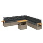 Set de sofás de jardín 11 pzas y cojines ratán sintético gris de vidaXL, Conjuntos de jardín - Ref: Foro24-3273706, Precio: 6...