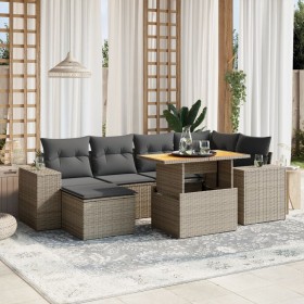Set de sofás de jardín 7 piezas con cojines ratán PE gris de vidaXL, Conjuntos de jardín - Ref: Foro24-3272740, Precio: 458,7...