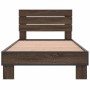 Estructura cama madera ingeniería metal roble marrón 90x200 cm de vidaXL, Camas y somieres - Ref: Foro24-845746, Precio: 95,6...