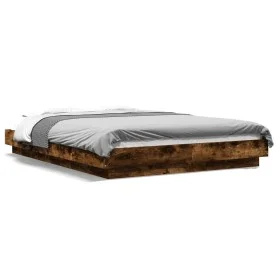Estructura cama con luces LED madera roble ahumado 120x190 cm de vidaXL, Camas y somieres - Ref: Foro24-3281144, Precio: 172,...