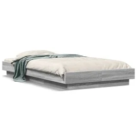 Estructura cama con luces LED madera gris Sonoma 75x190 cm de vidaXL, Camas y somieres - Ref: Foro24-3281159, Precio: 142,55 ...