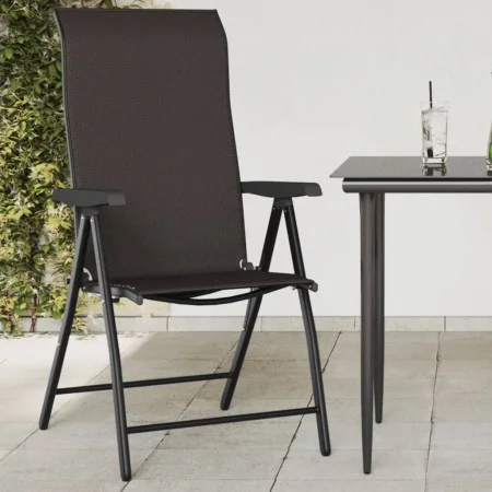 Sillas de jardín plegables 4 uds ratán sintético negro café de vidaXL, Sillas de jardín - Ref: Foro24-3270609, Precio: 253,45...