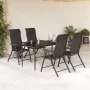 Sillas de jardín plegables 4 uds ratán sintético negro café de vidaXL, Sillas de jardín - Ref: Foro24-3270609, Precio: 253,45...
