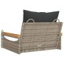 Banco columpio con cojines ratán sintético gris 63x62x40 cm de vidaXL, Bancos de jardín - Ref: Foro24-368165, Precio: 81,83 €...