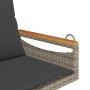 Banco columpio con cojines ratán sintético gris 63x62x40 cm de vidaXL, Bancos de jardín - Ref: Foro24-368165, Precio: 81,83 €...