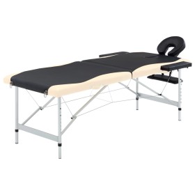 Camilla de masaje plegable 2 zonas aluminio negro y beige de vidaXL, Mesas de masaje - Ref: Foro24-110229, Precio: 180,16 €, ...